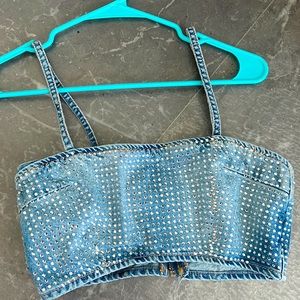 Zara rhinestone top,discontinued,size xs, good condition only worn 1 time